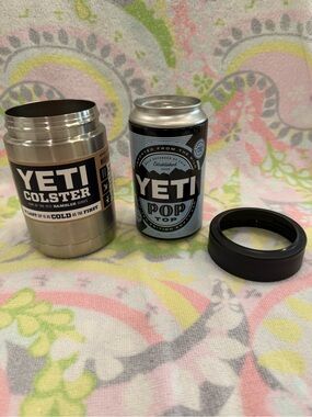 Yeti Colster Stainless Steel Can Cooler with Black Pop-Top Lid